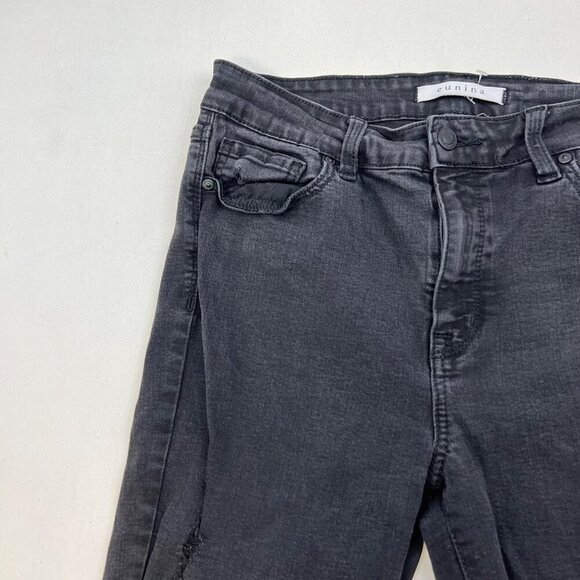 Eunina Women’s Clara Skinny Cropped Jeans Distressed Faded Black Size 11 - Picture 4 of 10